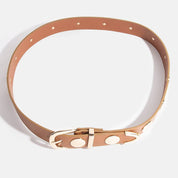Brown & Gold Studded Vegan Leather Belt