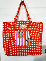 Striped Jaguar Large Quilted Tote Bag