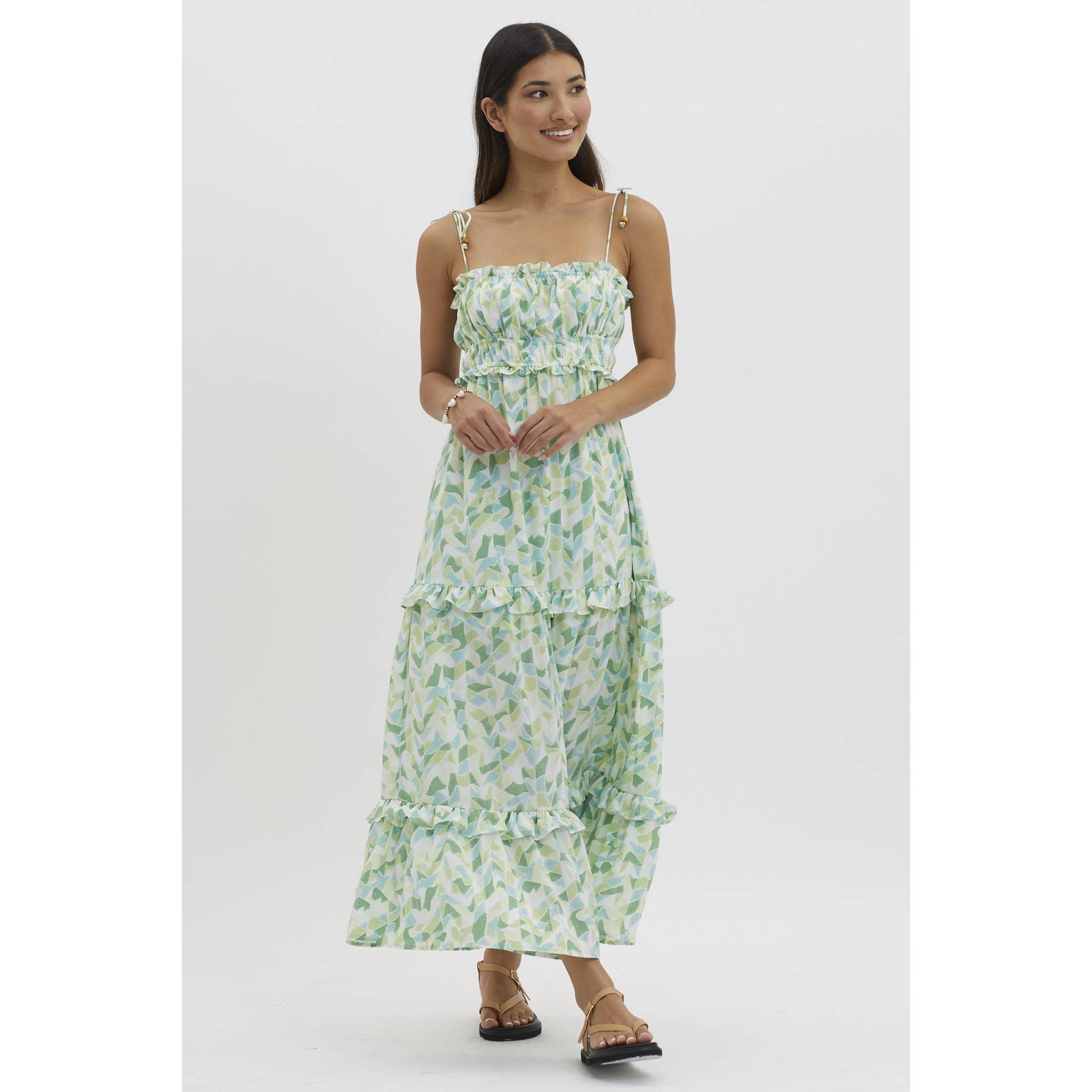 Green Printed Maxi Dress