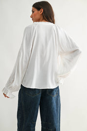 Embroidered White Longsleeve Blouse