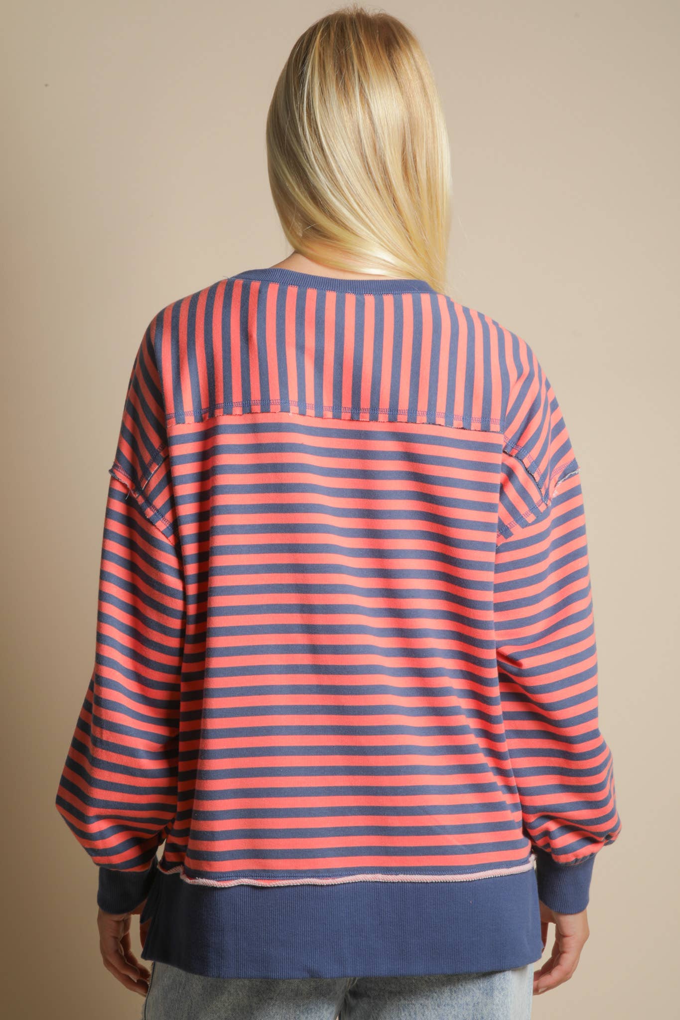 Orange Striped Oversized Top