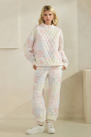 Floral textured mock neck sweater