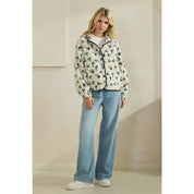 Printed Contrast Sherpa with Front Pockets