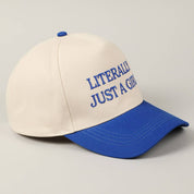 Literally Just A Girl Embroidery Two Tone Trucker Hat: FUCHSIA / ONE SIZE