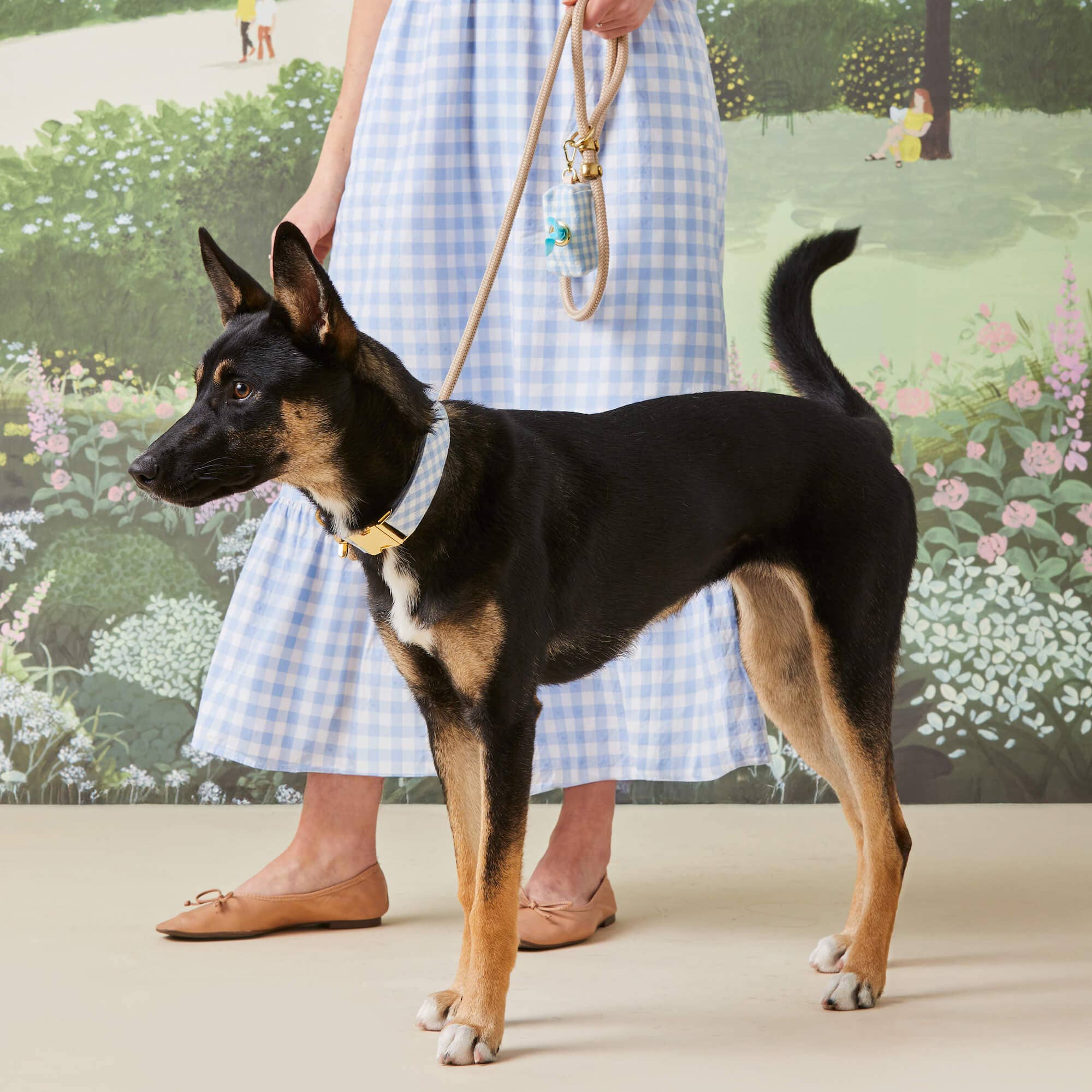 Sky Blue Gingham Waste Bag Holder