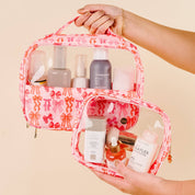 Pink Bow Clear Cosmetic Bag Set