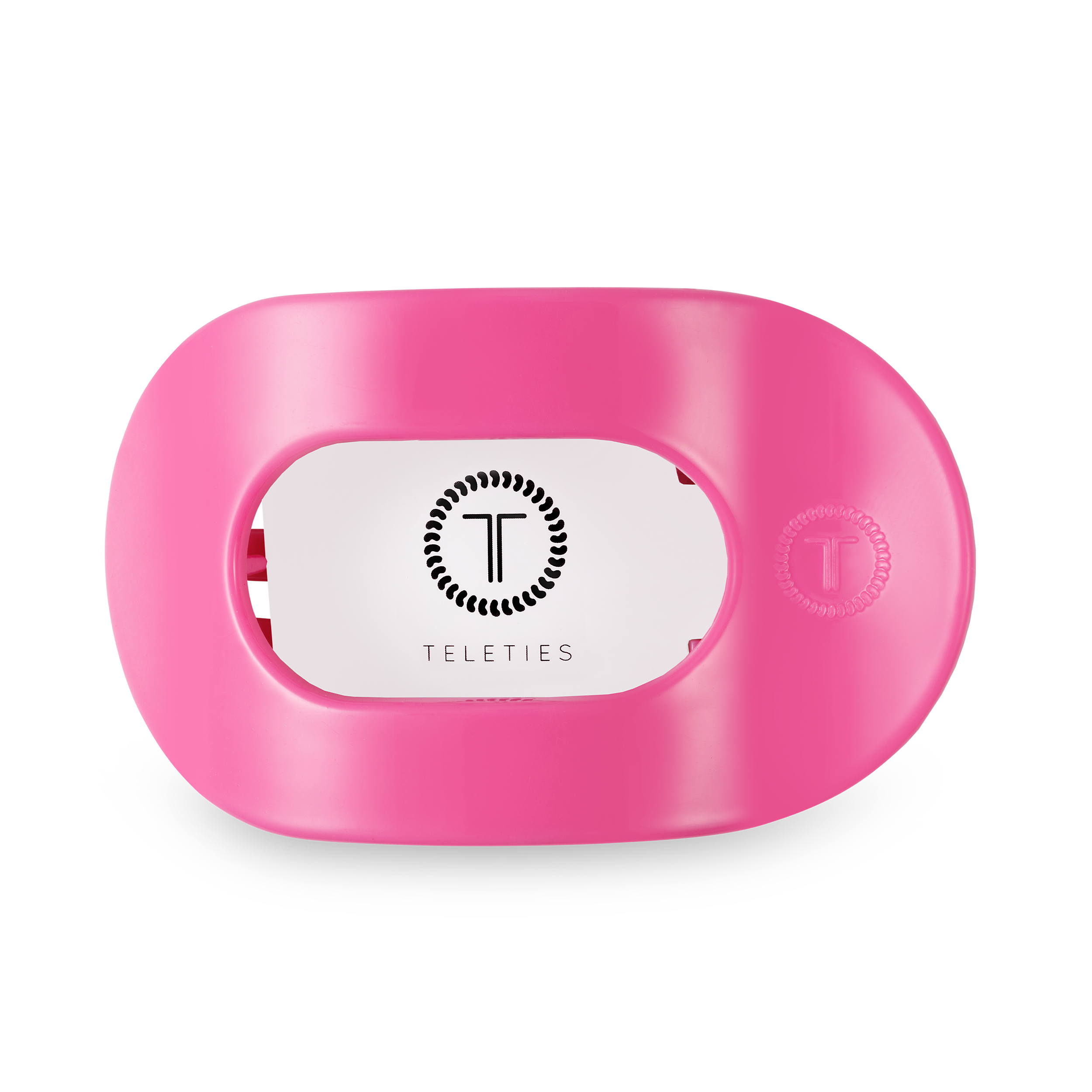 Flat Round Hair Clip | Large | Paradise Pink showing rounded oval shape