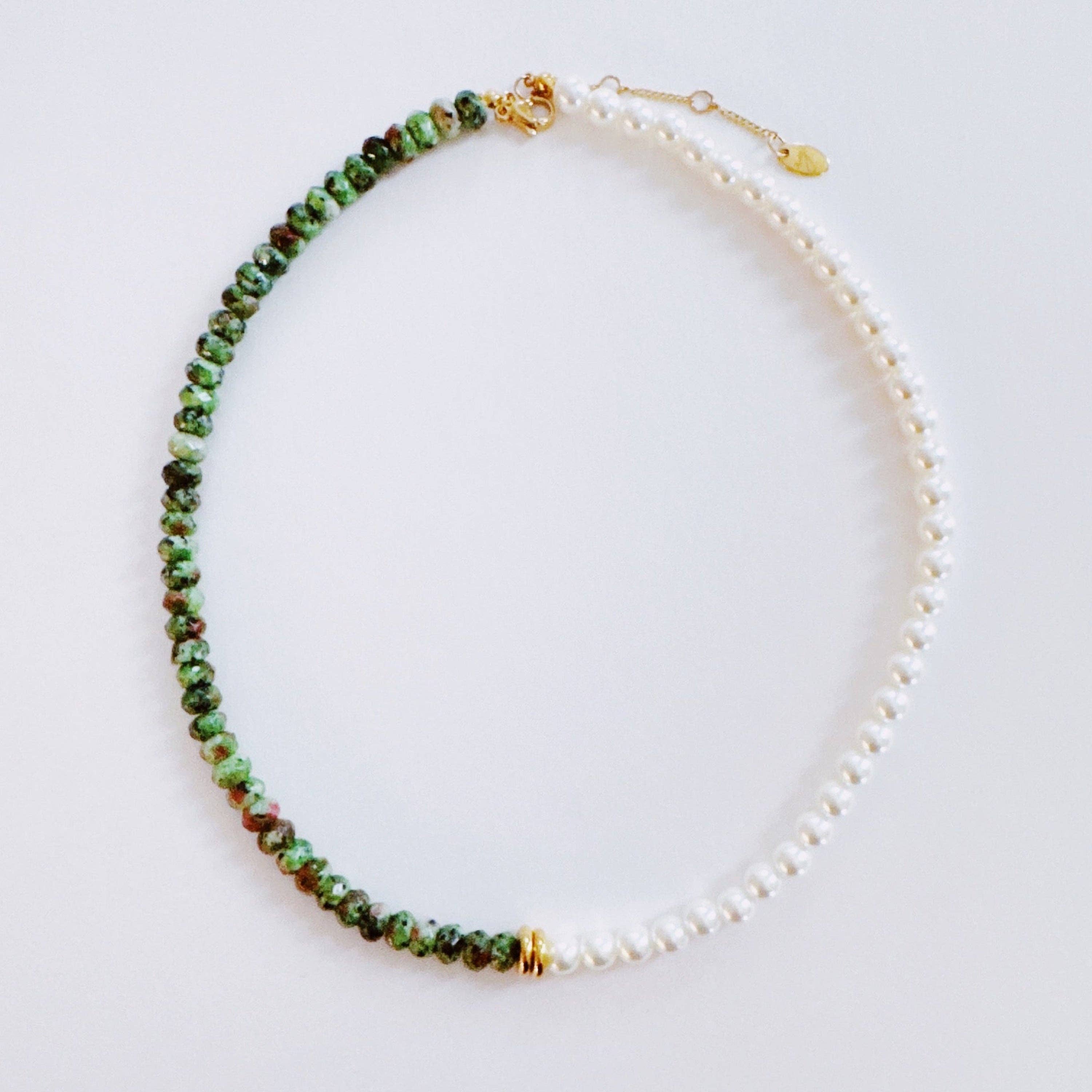 Pearl & Green Gem Harmony Necklace