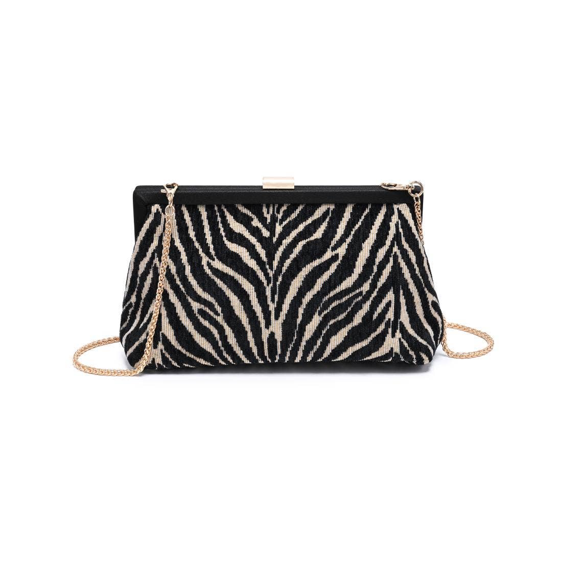 Black Zebra Frame Evening Bag