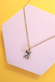 Crystal Clear Glass 18K Stainless Steel Necklace