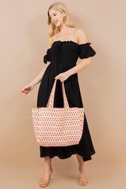 Orange Floral Quilted Tote Bag