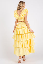 Lemon Yellow Ruffle Frill Skirts Set