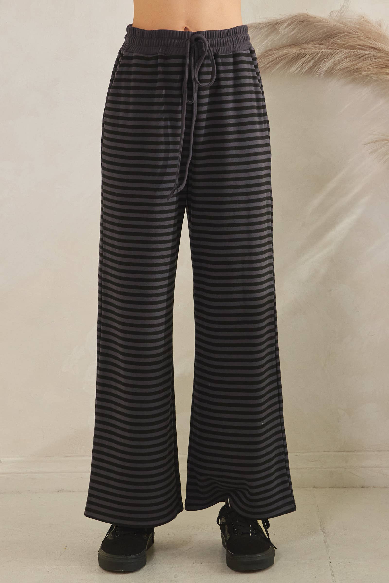 Striped Button Henley Brushed Lounge Set