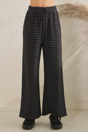 Striped Button Henley Brushed Lounge Set