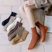 Dark Brown Ruffled Tube Socks