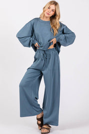 Blue Scuba Top & Pants Set