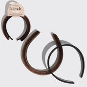 Satin & Velvet Headbands 2pc Set Black & Choco