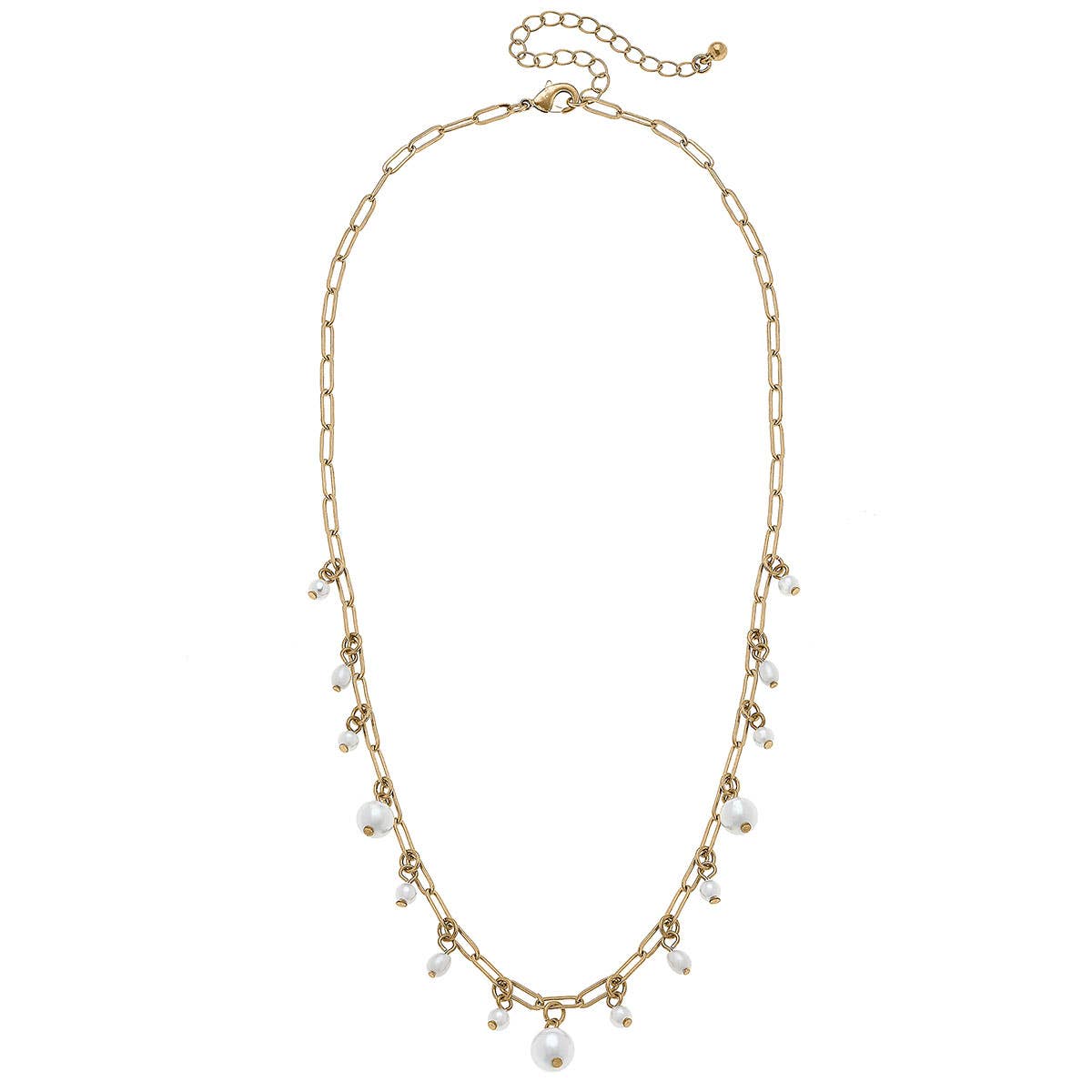 Audrey Pearl Drip Necklace in Worn Gold & Ivory