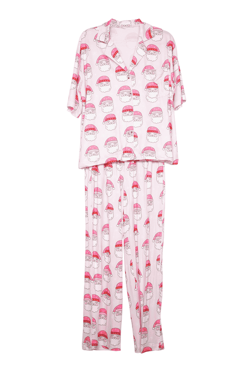 Pink Santa Face Women's Christmas Pajamas