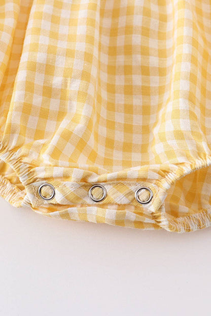 Yellow Plaid Chicken Applique Boys & Girls