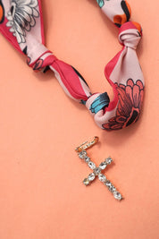 Cross Handcrafted Scarf Interchangeable Charm Necklace
