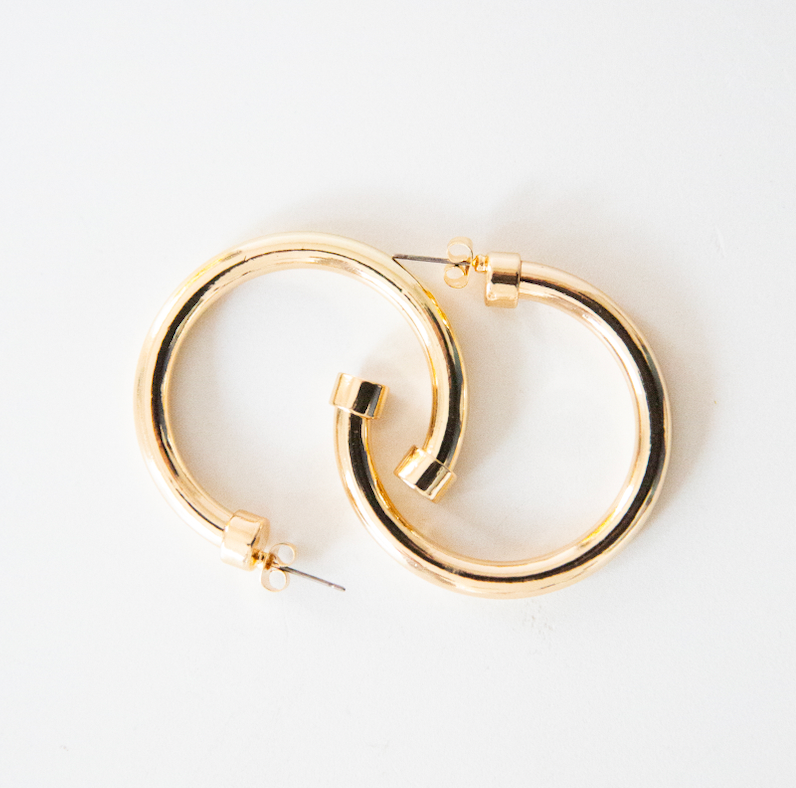 Gold Medium Acrylic Hoop Earrings