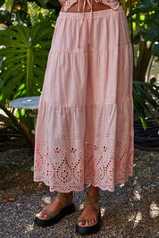 Woven Embroidered Waist Ruffled Skirt