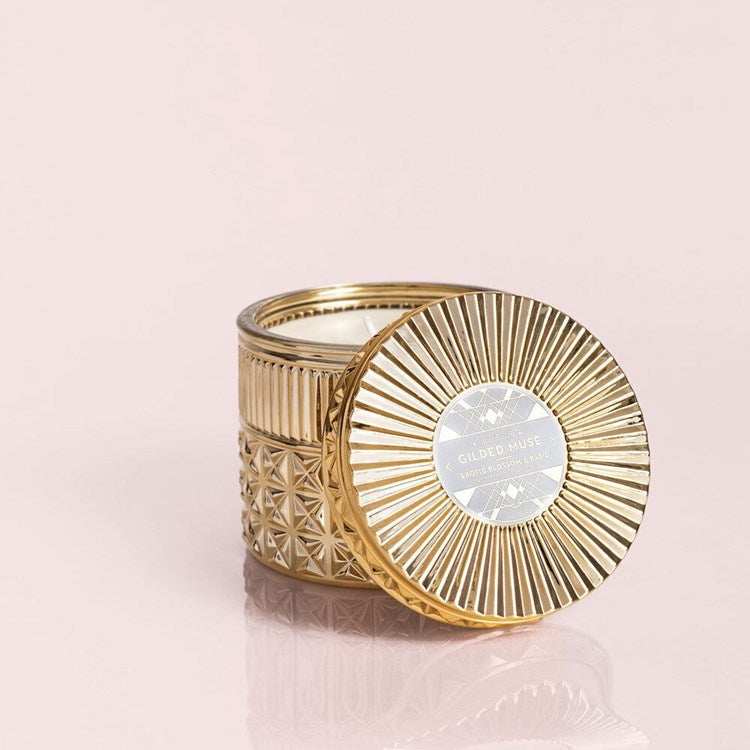 EXOTIC BLOSSOM & BASIL GILDED FACETED JAR, 11 OZ