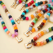 Multicolor Chunky Bead Initial Necklace