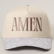 White Camo Amen Hat — “amen” lettering across the front and color: white camo