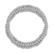 Classic Beaded Stretch Bracelets: Silver / 4mm