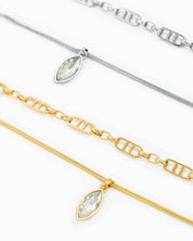 2 Layered Marquise Stone Mixed Link Necklace