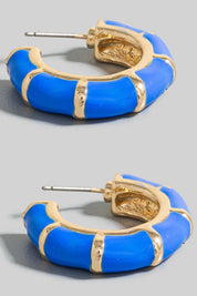 Enamel Bamboo Style Hoop Earrings