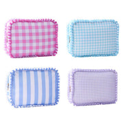 Ruffle Checker Stripe Cosmetic Bag
