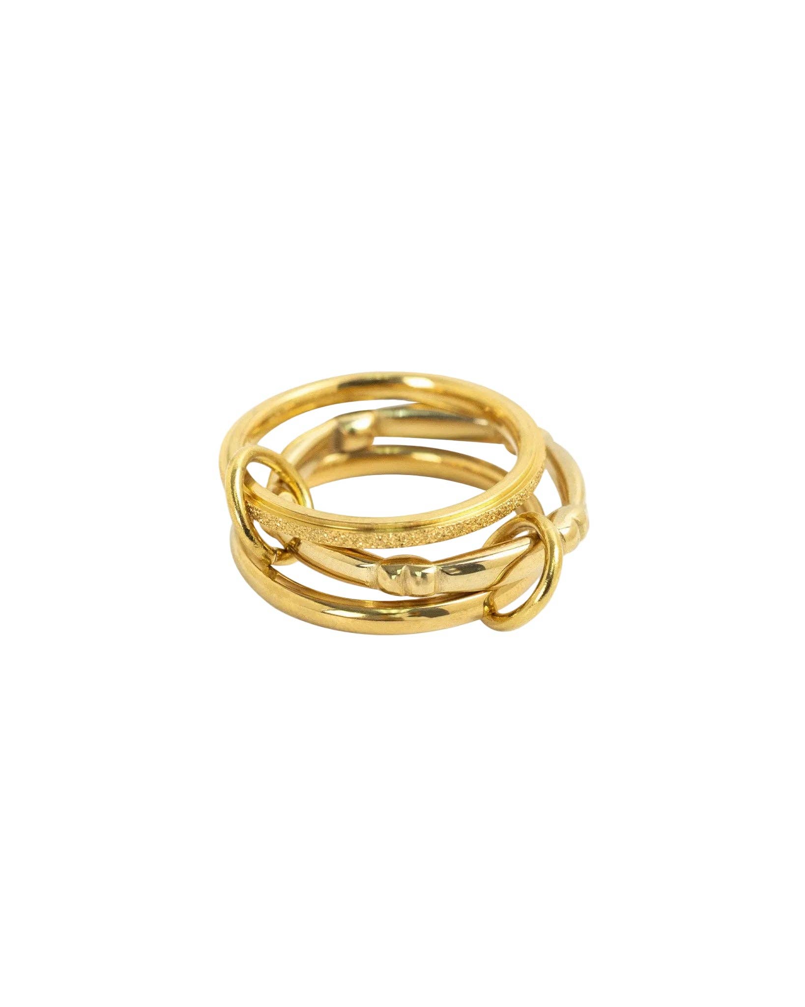 Stainless Sculpted Shimmering Interlocking Ring