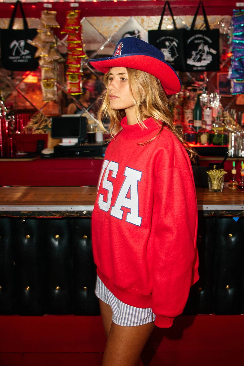 Red USA & Flag Reversible Mockneck
