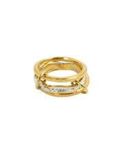 Stainless Wavy Interlocking Crystal Ring