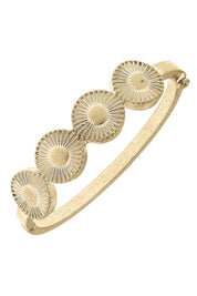 Sienna Fluted Metal Disc Hinge Bangle in Worn Gold — adds a polished touch to any outfit, casual or formal and crafted