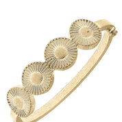 Gold Sienna Medal Disc Hinge Bangle — hinge closure