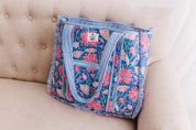 Seascape | Large Quilted Ruffle Tote Bag