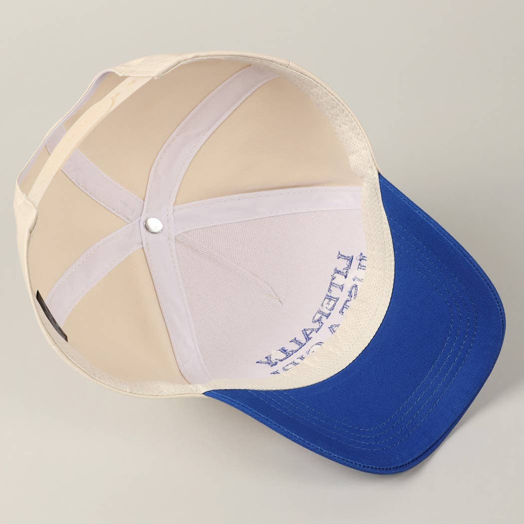 Literally Just A Girl Embroidery Two Tone Trucker Hat: FUCHSIA / ONE SIZE