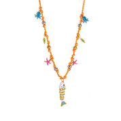 Orange Fish Rope Necklace — color: orange and 3D koi fish pendant, 1.5" long