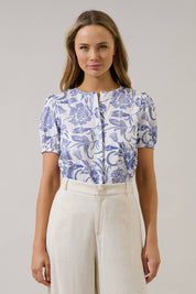 Blue Hiller Button Down Top