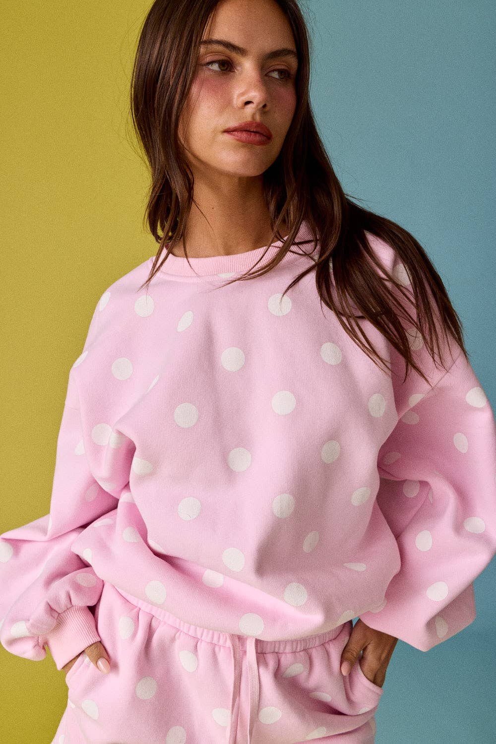 Pink & White Polka Dot Fleece Set