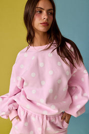 Pink & White Polka Dot Fleece Set