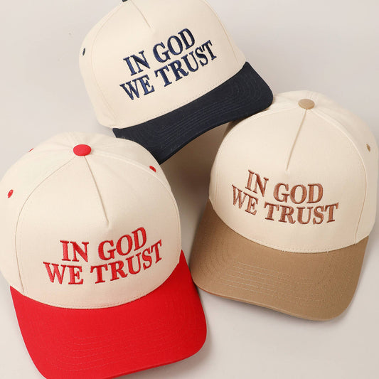 In God We Trust Embroidered Two-Tone Canvas Cap