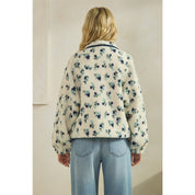 Printed Contrast Sherpa with Front Pockets