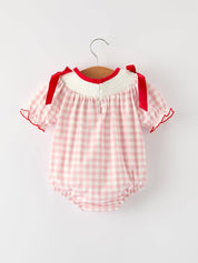 Pink Gingham Santa Romper