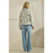 Printed Contrast Sherpa with Front Pockets