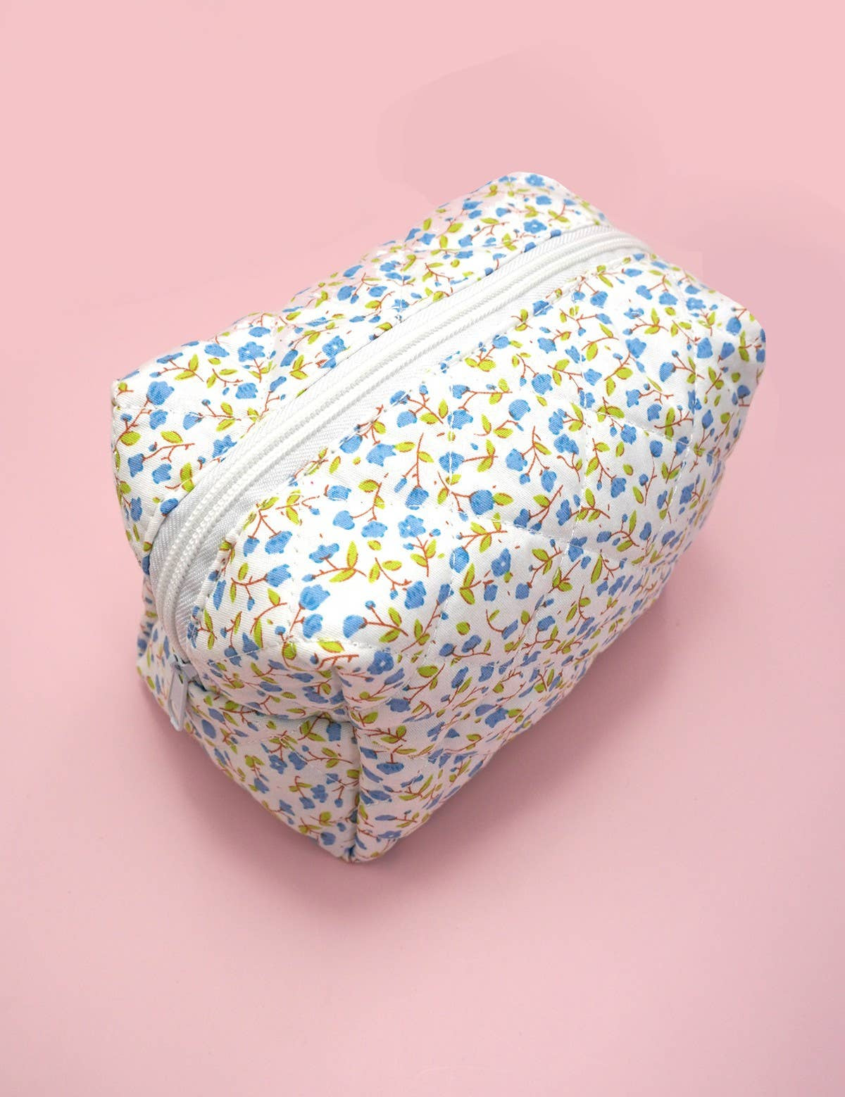 DITSY QUILTED COTTON FLORAL COSMETIC POUCH BAG | 40P557